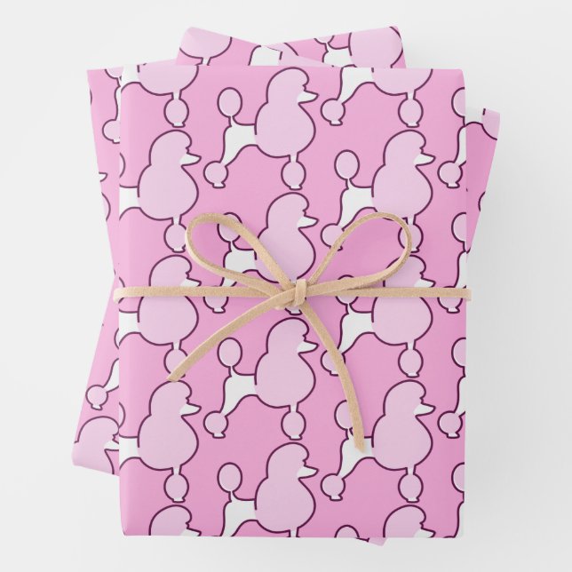 Pink Poodle Wrapping Paper Sheet (In situ)