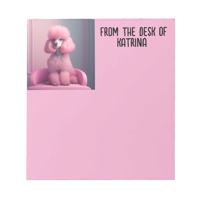 PINK POODLE WRITING PAD PERSONALIZED STATIONARY (Front)