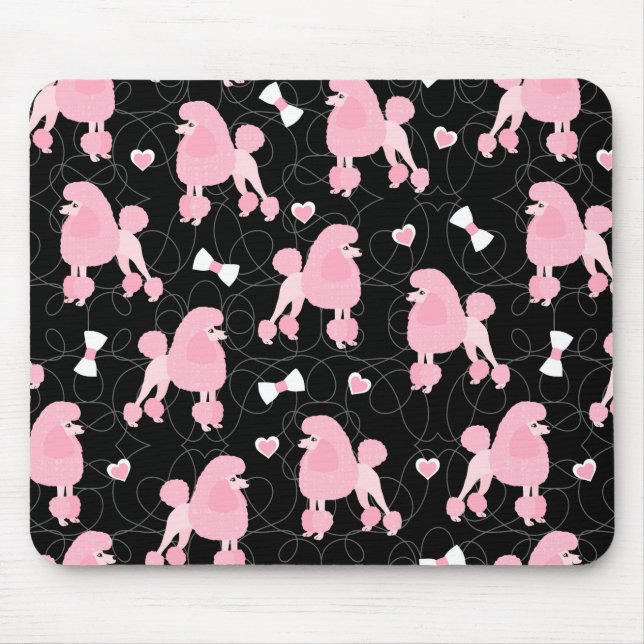 Pink Poodles and Bows Pattern Mouse Pad (Front)
