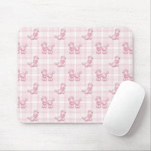 Pink Poodles On Plaid Mouse Pad