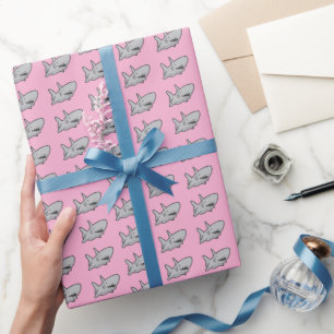 Pink Pool Party Beach Birthday Shark Wrapping Paper