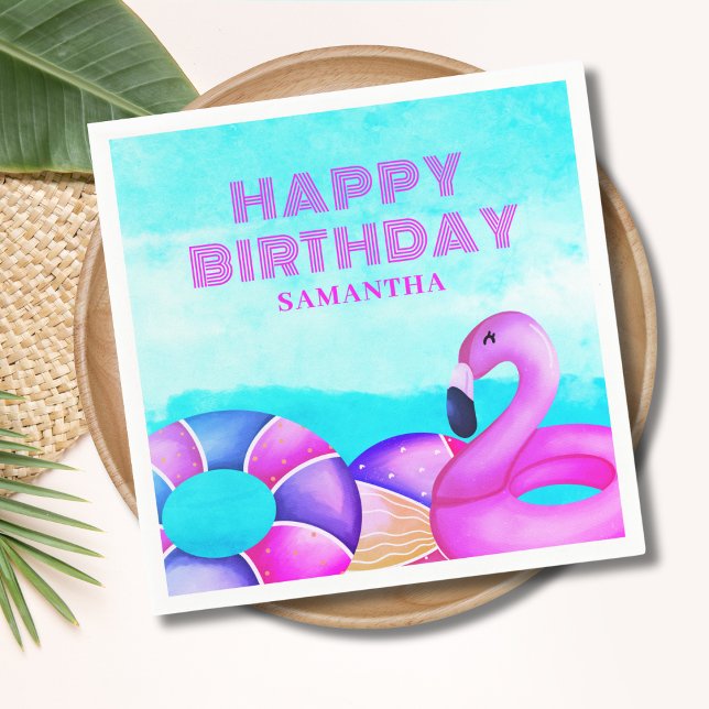 Pink Pool Party Birthday  Napkin (Creator Uploaded)