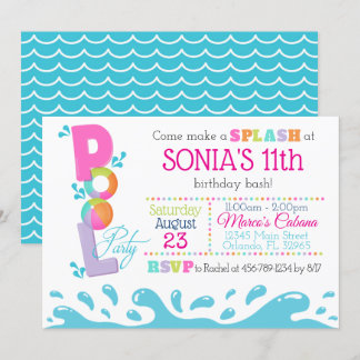 Pink Pool Party Invitation Summer Birthday