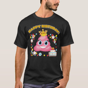 Pink Poop Emoji Happy Birthday Girls T-Shirt