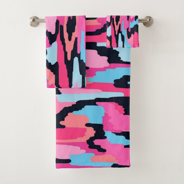 Pink Pop Abstract  Bath Towel Set (Insitu)