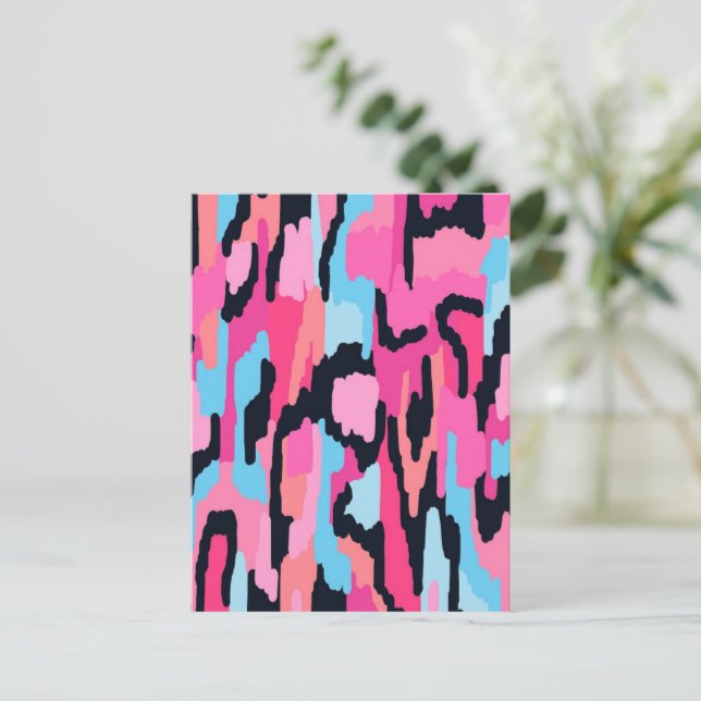 Pink Pop Abstract  Postcard (Standing Front)