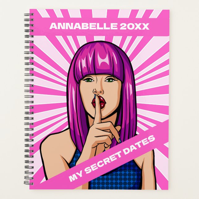 Pink Pop-Art Girl Personalised  Planner (Front)