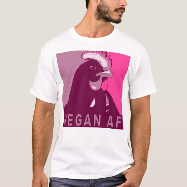 Pink Pop Art Inspired Chicken Tshirt Vegan AF (Front)
