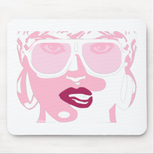 Pink Pop Art Pretty Woman Sunglasses Pink Lips Mou Mouse Pad