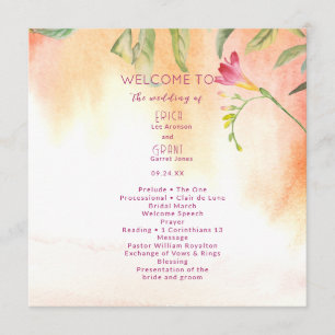Pink Pop Freesia Peach Wedding Programme