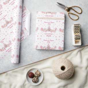 Pink Popcorn and Pyjamas Slumber Birthday Party Wrapping Paper