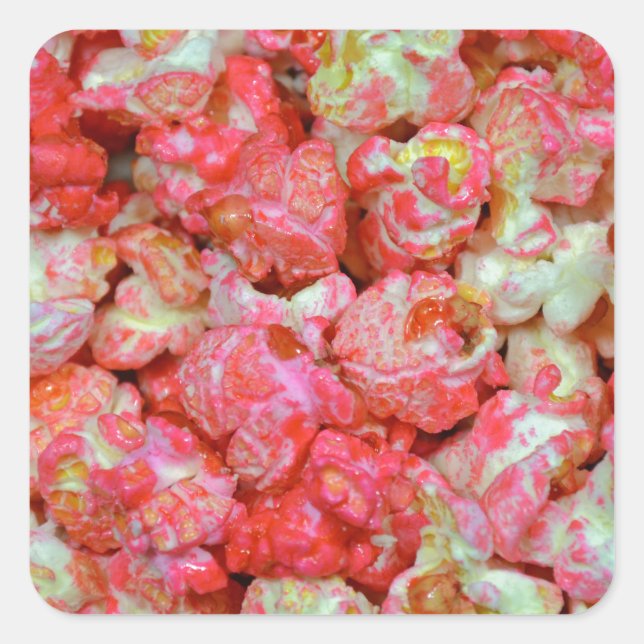 Pink popcorn square sticker (Front)