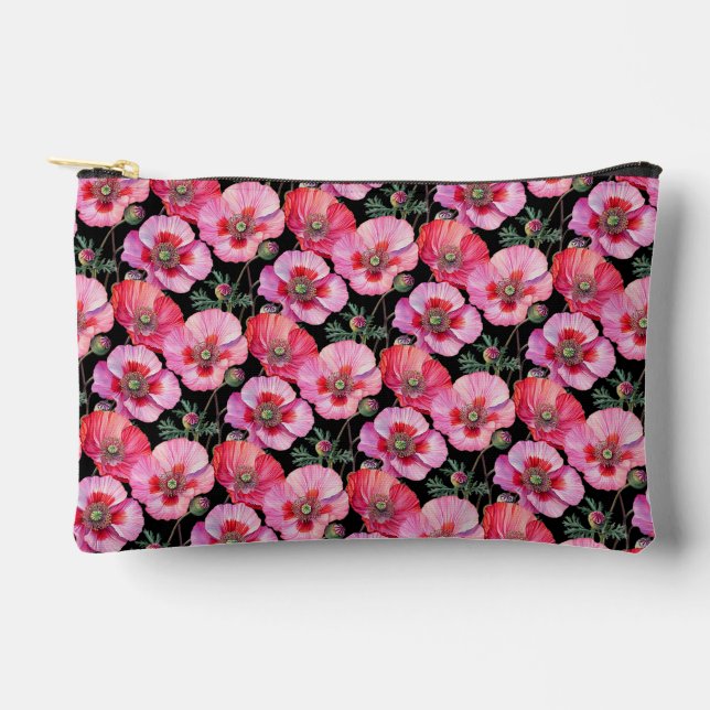 Pink Poppies  Accessory Pouch (Front)
