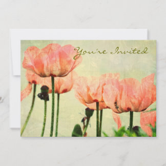 Pink Poppies and Floral Swirls Invitation