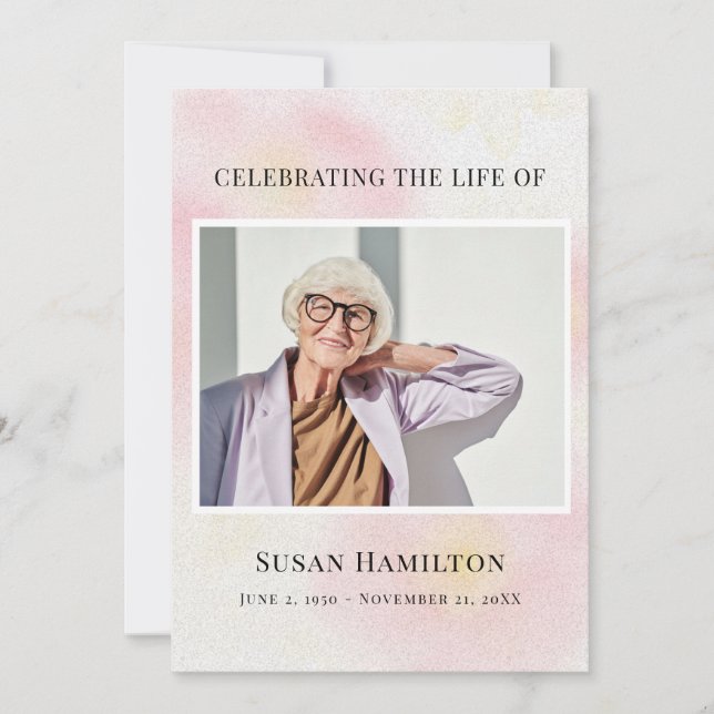 Pink Poppies Celebration of Life Program  Invitation (Front)