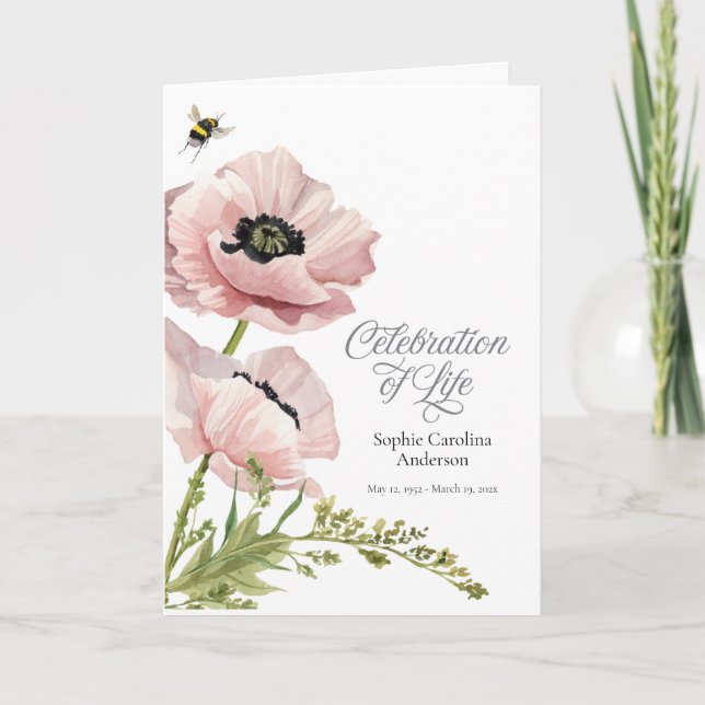 Pink Poppies Celebration of Life Program Programme (Front)