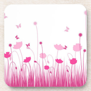 Pink poppies Cork Coaster