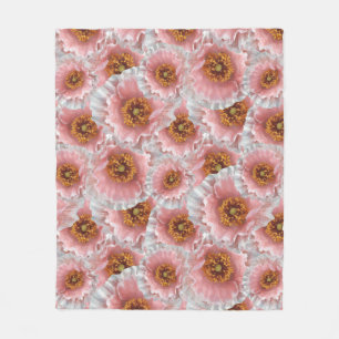 pink poppies fleece blanket
