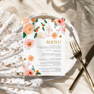 Pink Poppies Flowers Wedding Menu