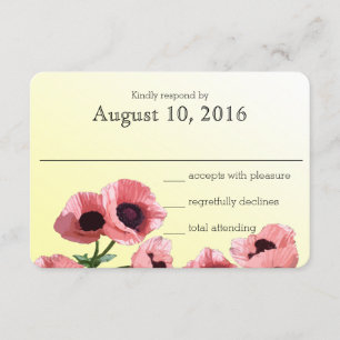 Pink Poppies Wedding Response Card