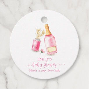 Pink Poppin Champagne Beer Girl Baby Shower  Favour Tags