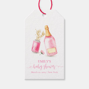 Pink Poppin Champagne Beer Girl Baby Shower  Gift Tags