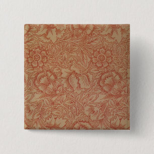 Pink Poppy (by William Morris) (Vintage Pattern) 15 Cm Square Badge