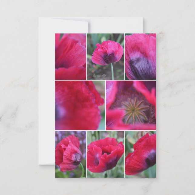 Pink Poppy Collage  Card (Front)