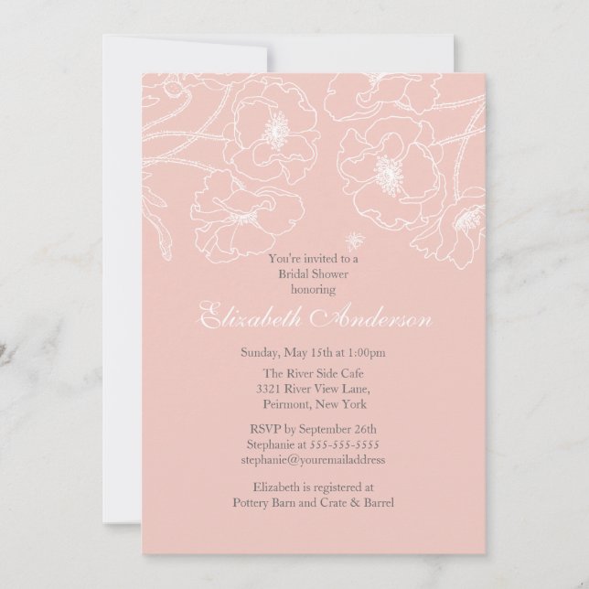 Pink Poppy Floral Bridal Shower Invitation (Front)