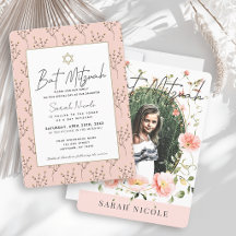 Pink Poppy Floral Photo Bat Mitzvah
