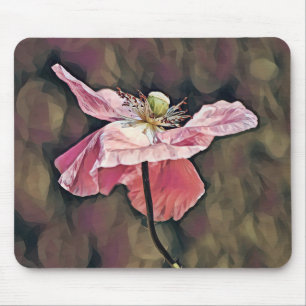 Pink Poppy Flower Art Mouse Pad