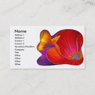 Pink Poppy Flower Butterfly - Multi Business Card