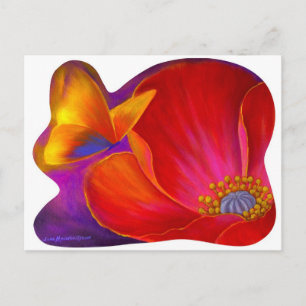 Pink Poppy Flower Butterfly - Multi Postcard