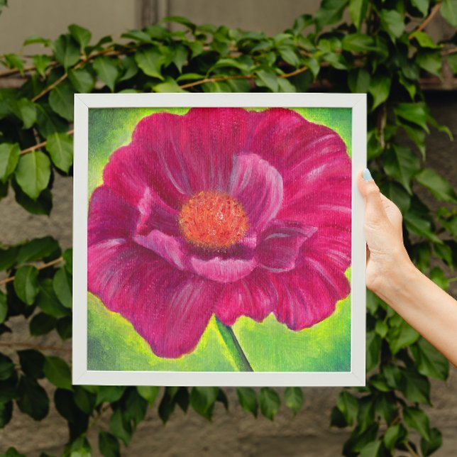 Pink Poppy Flower Closeup Acrylic Painting Poster (Creator Uploaded)