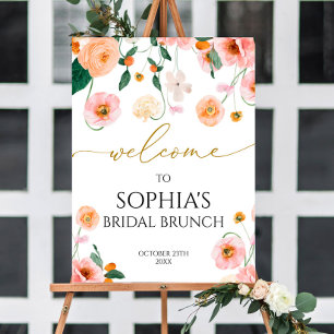 Pink Poppy Flowers Bridal Shower Welcome Poster