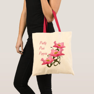 Pink Poppy Flowers Eco Friendly Reusable Custom Tote Bag