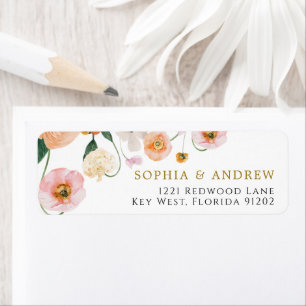 Pink Poppy Flowers Return Address Label