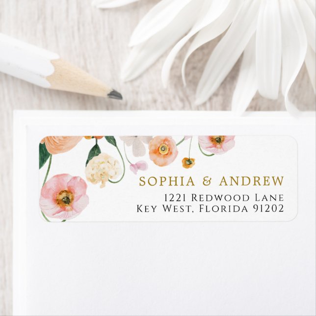 Pink Poppy Flowers Return Address Label (Insitu)