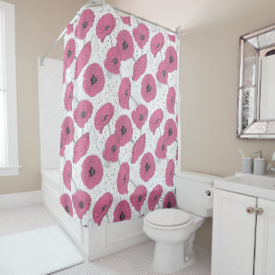 Pink Poppy Flowers shower curtain