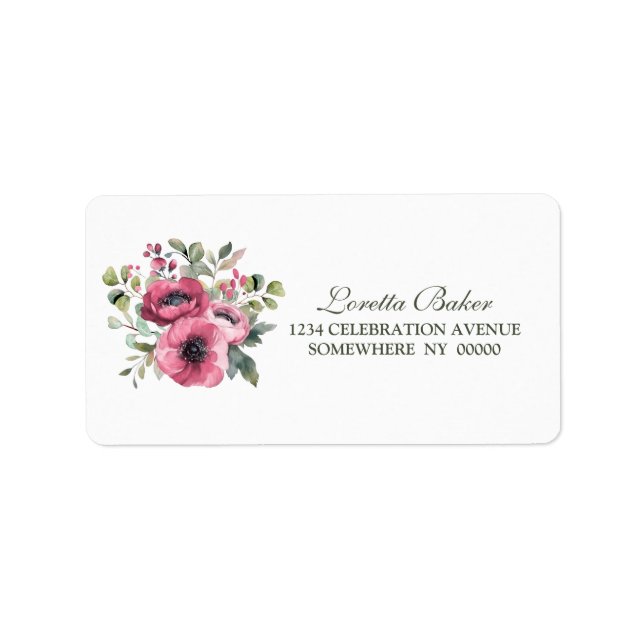 Pink Poppy Flowers Wedding Label (Front)