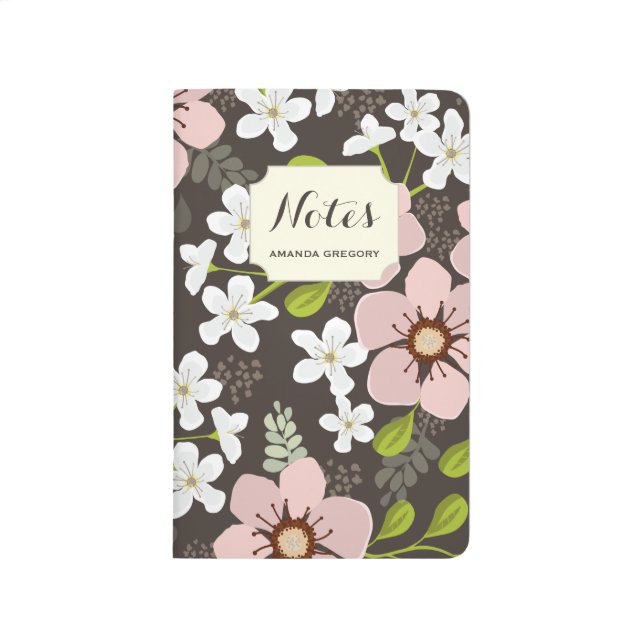 Pink Poppy Garden Personalised Floral Journal (Front)