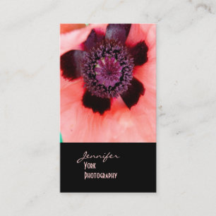 Pink poppy, macro photography business card