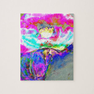 Pink  Poppy, watercolor floral painting Jigsaw Puzzle