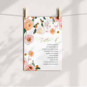 Pink Poppy Wedding Table Number 4 Seating Chart