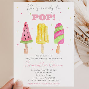 Pink Popsicle Baby Shower Invitation