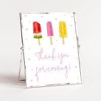 Pink Popsicle Baby Shower Thank you for Coming