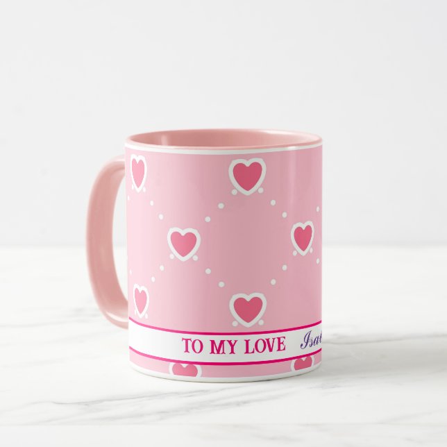 Pink Popular Heart Valentines Day Collection Mug (Front Left)