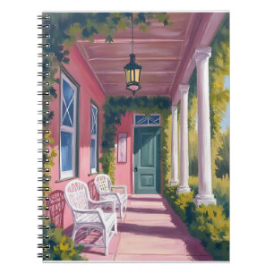 Pink Porch Botanical Deck Floral Watercolor Notebook