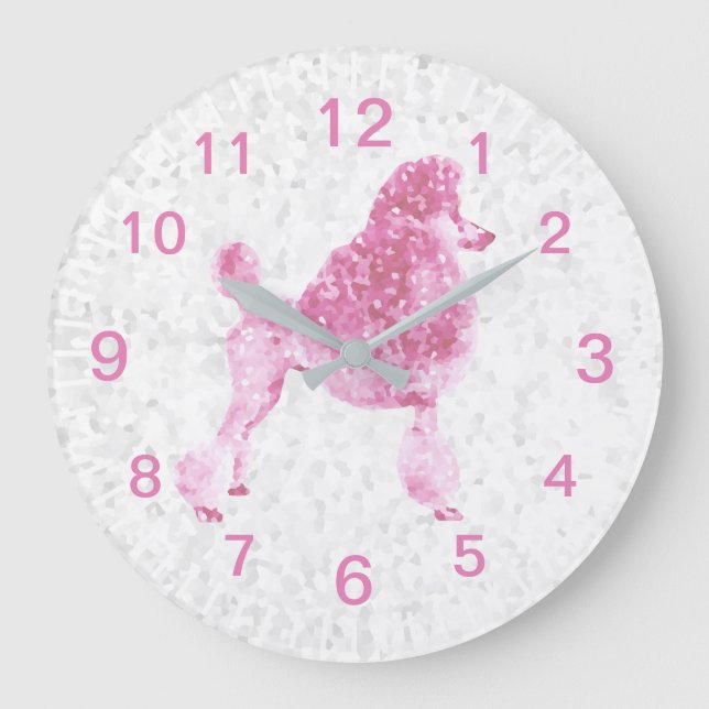 Pink Posh Poodle Baby Kids Large Clock (Front)