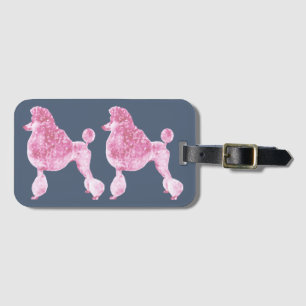 Pink Posh Poodle Night Grey Luggage Tag